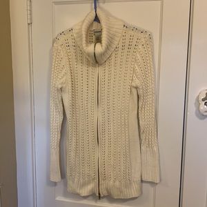 Chico’s Vanilla Zip Front Turtle Neck Sweater Cardigan 1 Medium